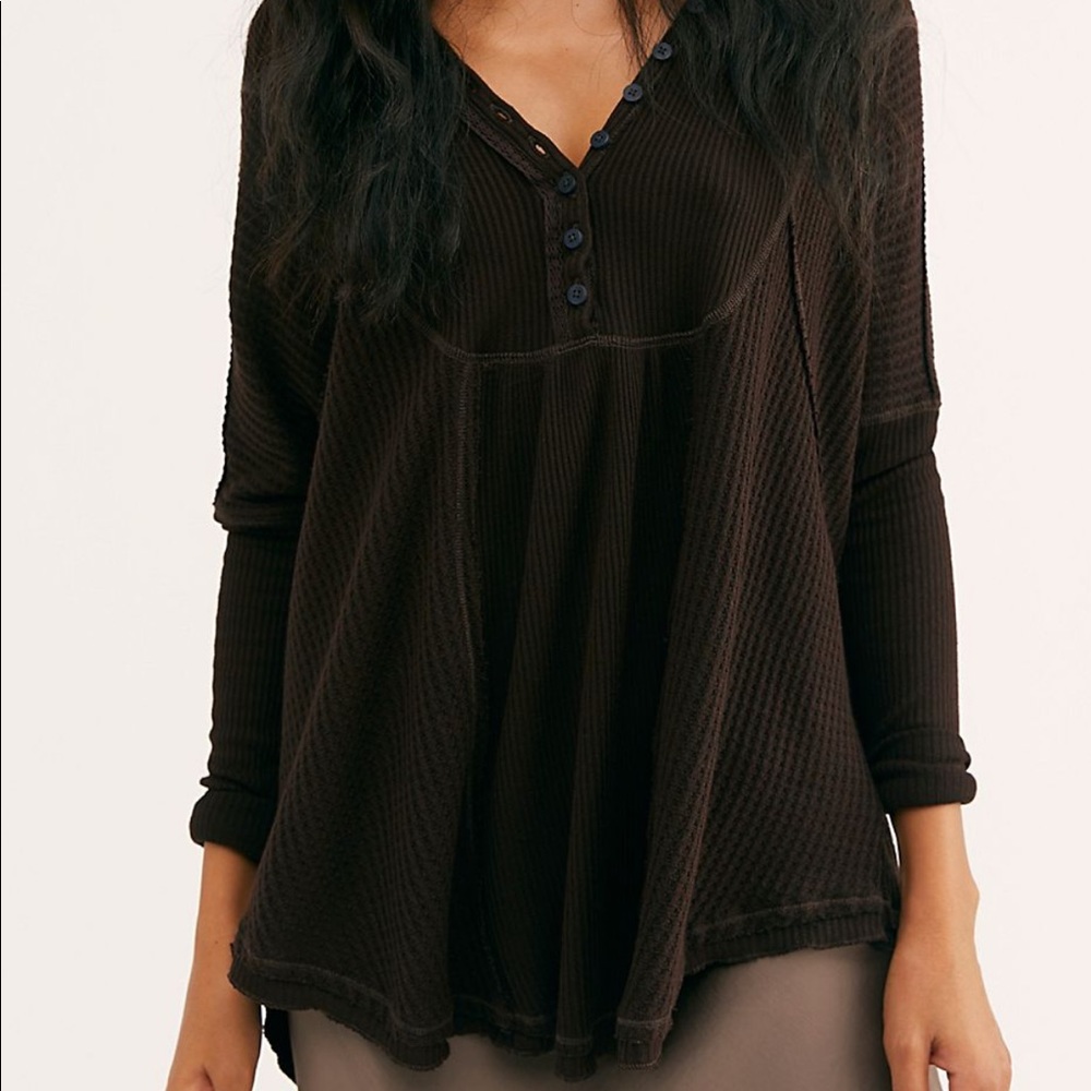 Free People Leo Henley Bitter Chocolate